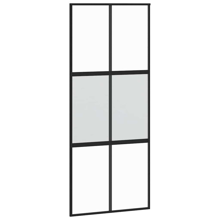 Vidaxl schuifdeur 90x205 cm gehard glas en aluminium zwart