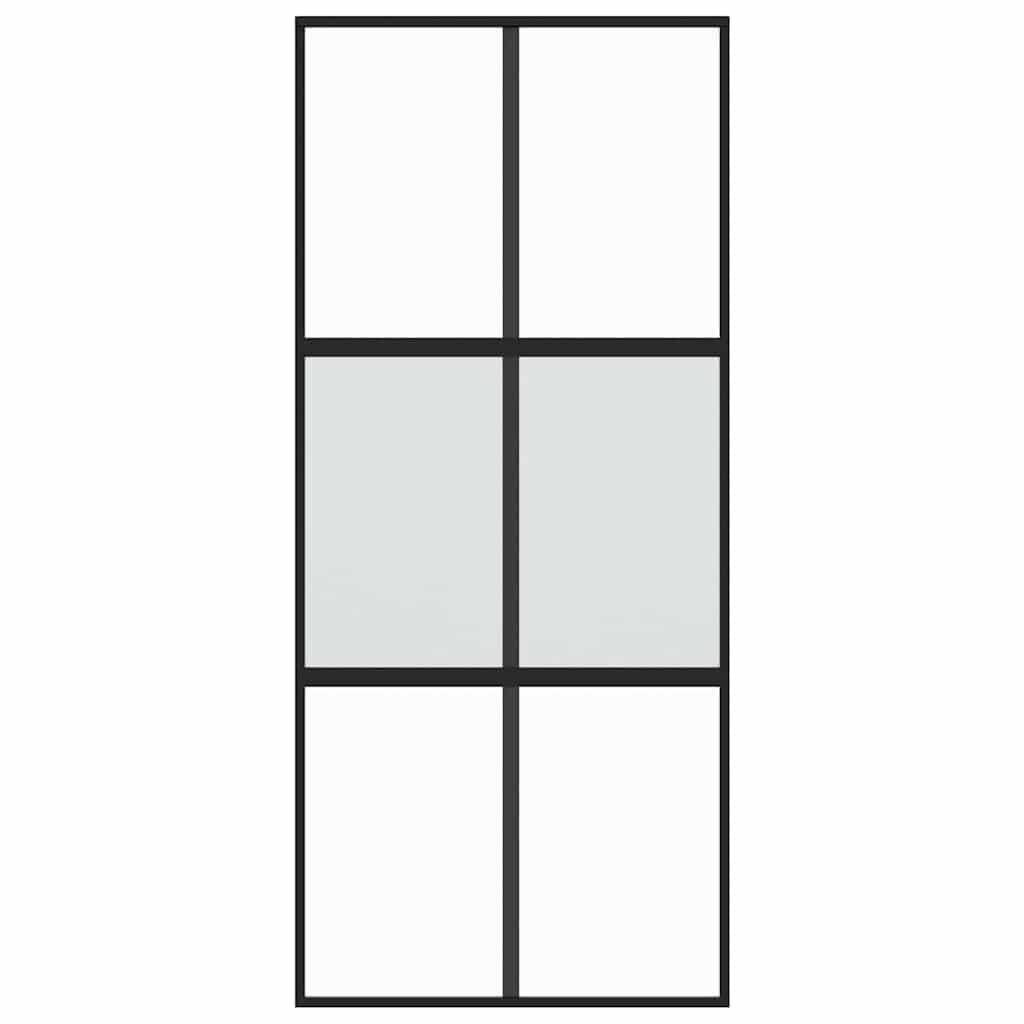 Vidaxl schuifdeur 90x205 cm gehard glas en aluminium zwart