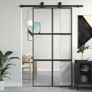 Vidaxl schuifdeur 102,5x205 cm gehard glas en aluminium zwart - afbeelding 1
