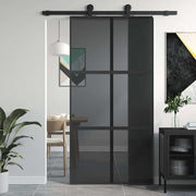 Vidaxl schuifdeur 102,5x205 cm gehard glas en aluminium zwart - afbeelding 1