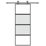 Vidaxl schuifdeur 76x205 cm gehard glas en aluminium zwart - afbeelding 3