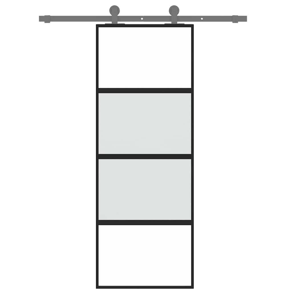 Vidaxl schuifdeur 76x205 cm gehard glas en aluminium zwart