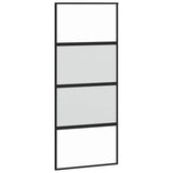 Vidaxl schuifdeur 90x205 cm gehard glas en aluminium zwart - afbeelding 2
