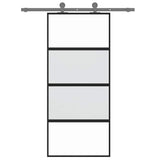 Vidaxl schuifdeur 90x205 cm gehard glas en aluminium zwart - afbeelding 3