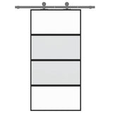 Vidaxl schuifdeur 102,5x205 cm gehard glas en aluminium zwart - afbeelding 3