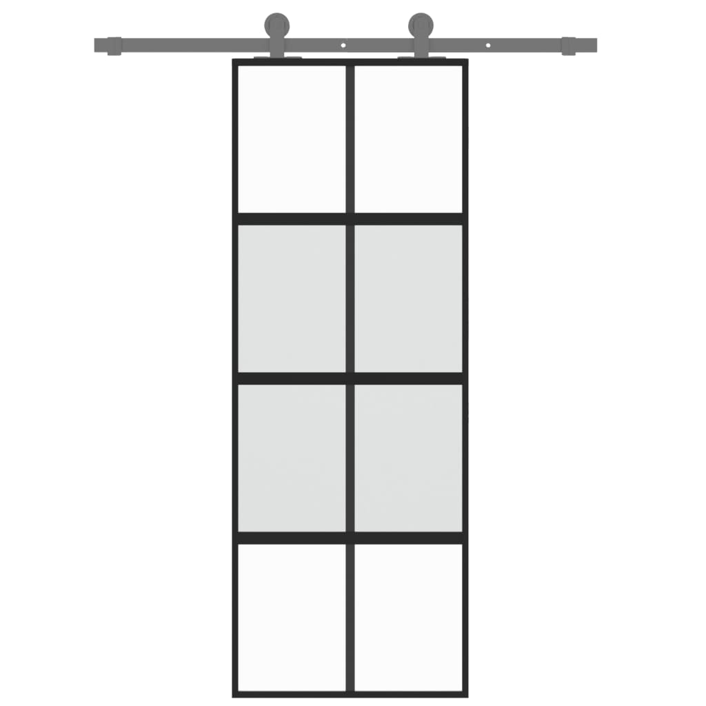 Vidaxl schuifdeur 76x205 cm gehard glas en aluminium zwart