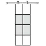 Vidaxl schuifdeur 76x205 cm gehard glas en aluminium zwart - afbeelding 3
