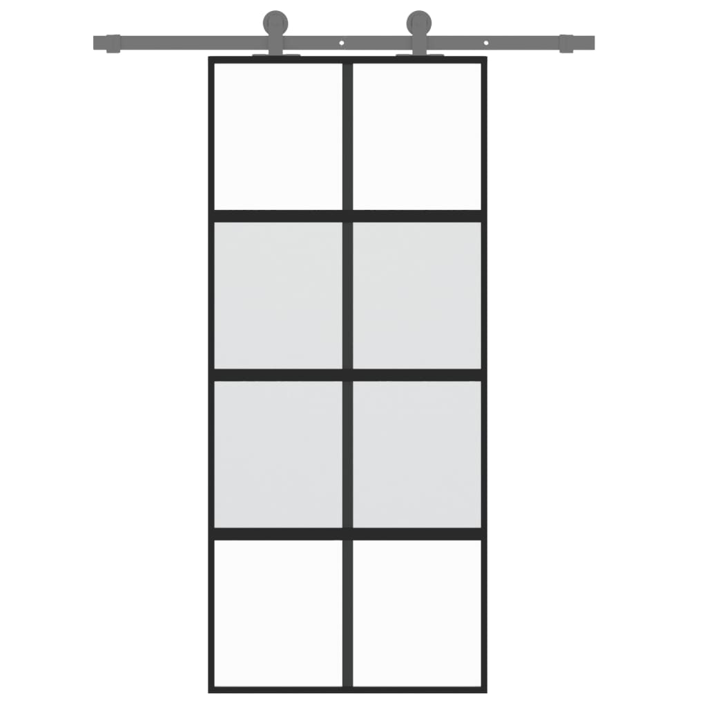 Vidaxl schuifdeur 90x205 cm gehard glas en aluminium zwart