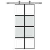 Vidaxl schuifdeur 90x205 cm gehard glas en aluminium zwart - afbeelding 3