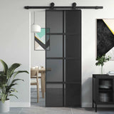 Vidaxl schuifdeur 76x205 cm gehard glas en aluminium zwart - afbeelding 1