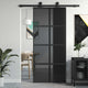 Vidaxl schuifdeur 90x205 cm gehard glas en aluminium zwart