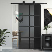 Vidaxl schuifdeur 102,5x205 cm gehard glas en aluminium zwart - afbeelding 1