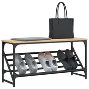 Vidaxl schoenenrek 90x30x45 cm bewerkt hout sonoma eikenkleurig - afbeelding 3