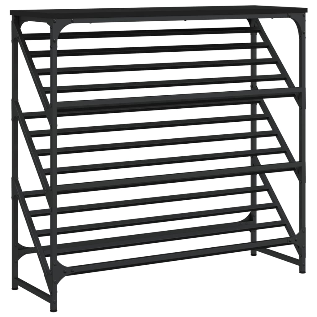Vidaxl schoenenrek 90x30x85 cm bewerkt hout zwart