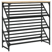 Vidaxl schoenenrek 90x30x85 cm bewerkt hout sonoma eikenkleurig - afbeelding 2