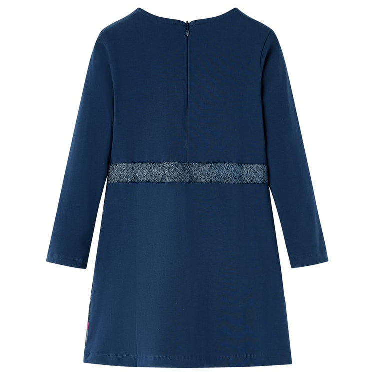 Vidaxl kinderjurk met lange mouwen 128 marineblauw