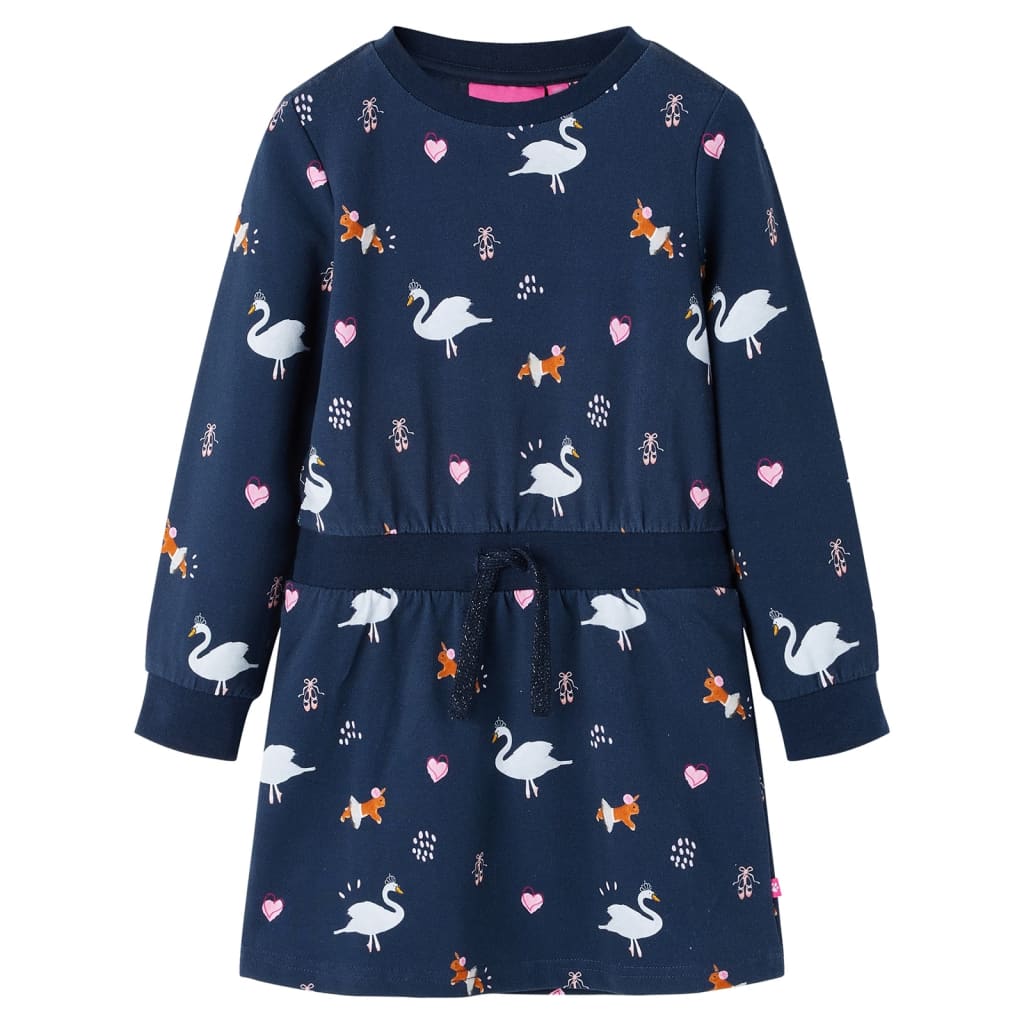 Vidaxl kinderjurk met lange mouwen 140 marineblauw