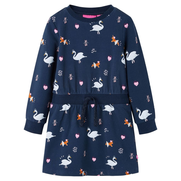 Vidaxl kinderjurk met lange mouwen 140 marineblauw