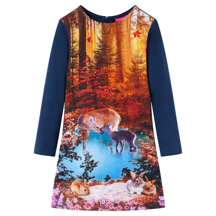 Vidaxl kinderjurk met lange mouwen 140 marineblauw