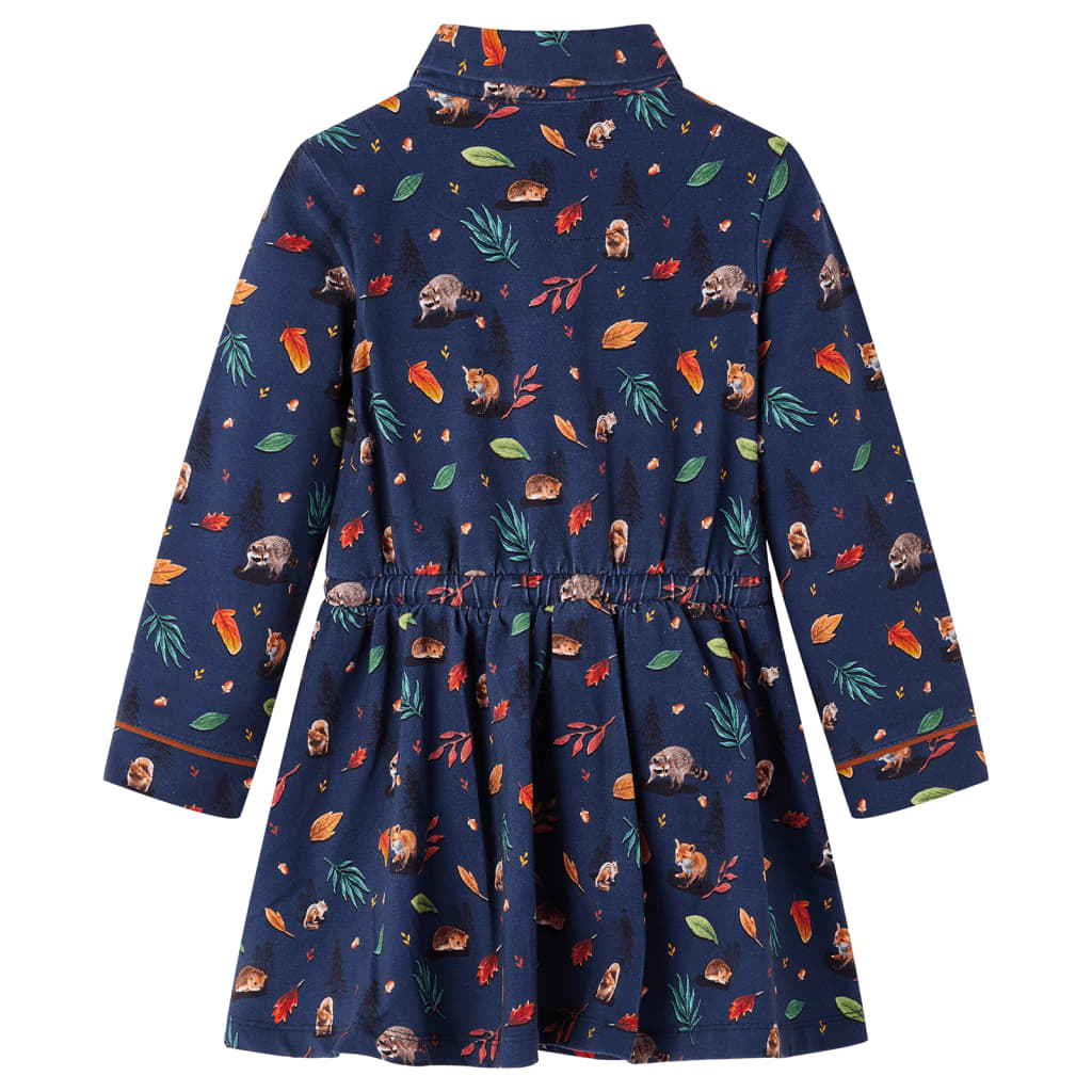 Vidaxl kinderjurk met lange mouwen 140 marineblauw