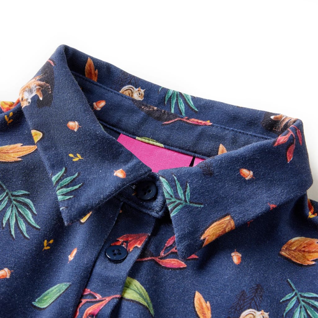 Vidaxl kinderjurk met lange mouwen 140 marineblauw