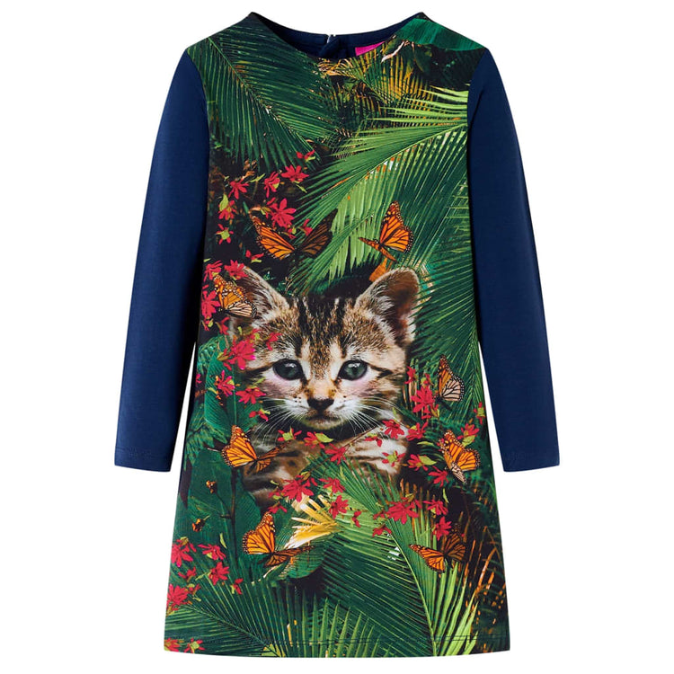 Vidaxl kinderjurk met lange mouwen 104 marineblauw