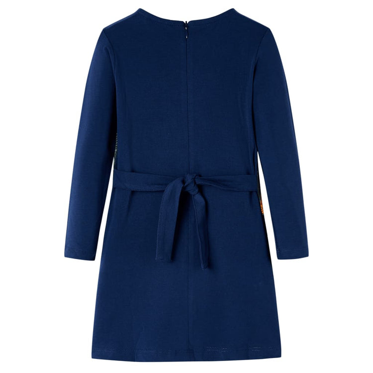 Vidaxl kinderjurk met lange mouwen 116 marineblauw