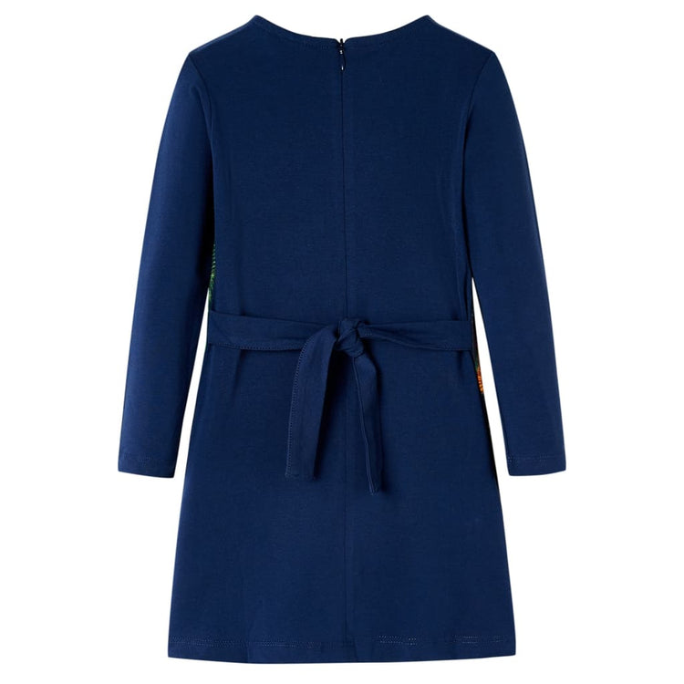 Vidaxl kinderjurk met lange mouwen 128 marineblauw