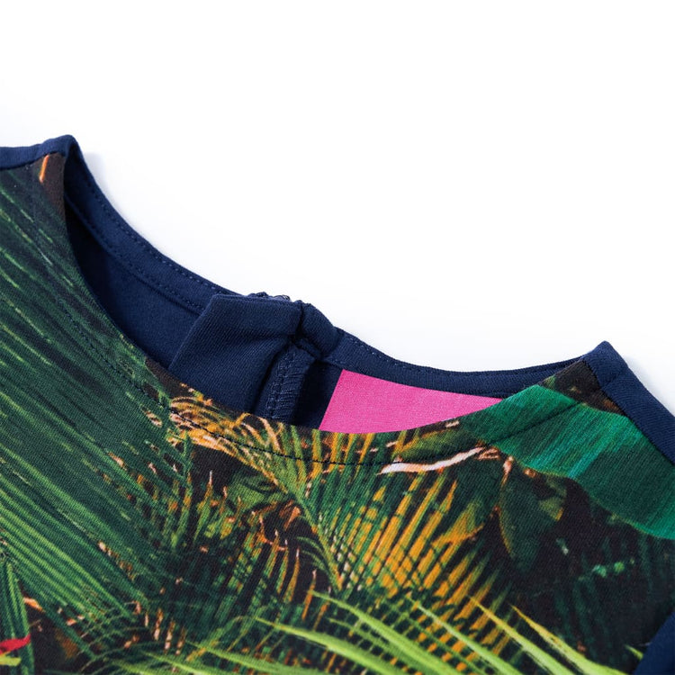 Vidaxl kinderjurk met lange mouwen 128 marineblauw