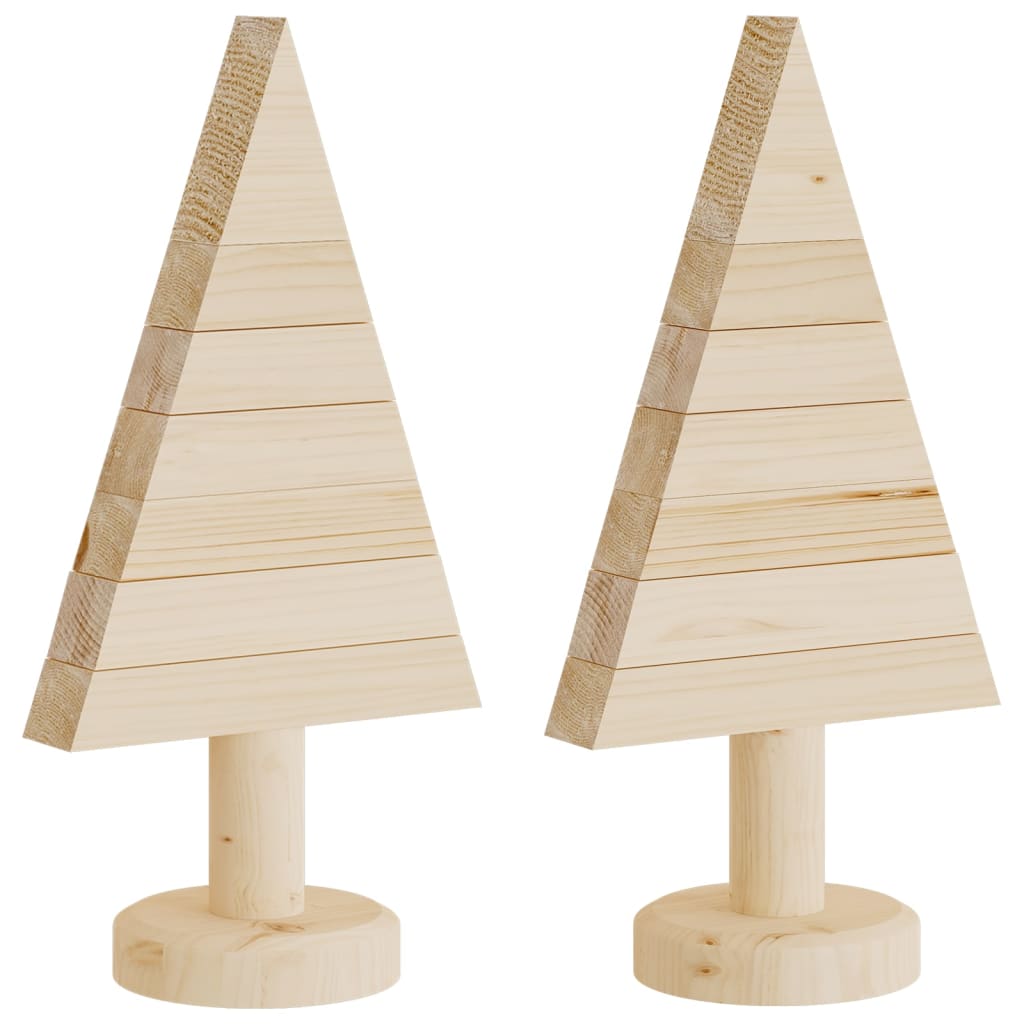 Vidaxl kerstdecoraties kerstboom 2 st 30 cm massief grenenhout