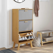 Vidaxl schoenenkast olden 55x35x120 cm grenenhout grijs en bruin - afbeelding 3