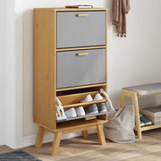 Vidaxl schoenenkast olden 55x35x120 cm grenenhout grijs en bruin - afbeelding 1