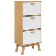 Vidaxl schoenenkast olden 55x35x120 cm grenenhout wit en bruin - afbeelding 2
