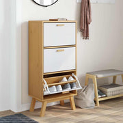 Vidaxl schoenenkast olden 55x35x120 cm grenenhout wit en bruin - afbeelding 3