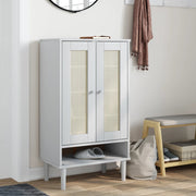 Vidaxl schoenenkast senja 59,5x35x107 cm rattan look grenenhout wit - afbeelding 1