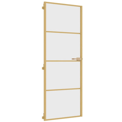 Vidaxl binnendeur smal 76x201,5 cm gehard glas en aluminium goudkleur
