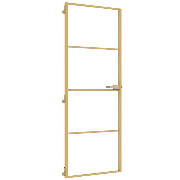 Vidaxl binnendeur smal 76x201,5 cm gehard glas en aluminium goudkleur
