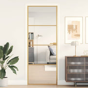 Vidaxl binnendeur smal 76x201,5 cm gehard glas en aluminium goudkleur - afbeelding 1