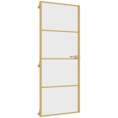 Vidaxl binnendeur smal 83x201,5 cm gehard glas en aluminium goudkleur