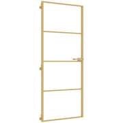 Vidaxl binnendeur smal 83x201,5 cm gehard glas en aluminium goudkleur - afbeelding 2