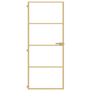 Vidaxl binnendeur smal 83x201,5 cm gehard glas en aluminium goudkleur - afbeelding 3