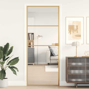Vidaxl binnendeur smal 83x201,5 cm gehard glas en aluminium goudkleur - afbeelding 1