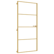 Vidaxl binnendeur smal 93x201,5 cm gehard glas en aluminium goudkleur - afbeelding 2