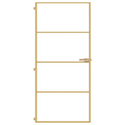 Vidaxl binnendeur smal 93x201,5 cm gehard glas en aluminium goudkleur - afbeelding 3