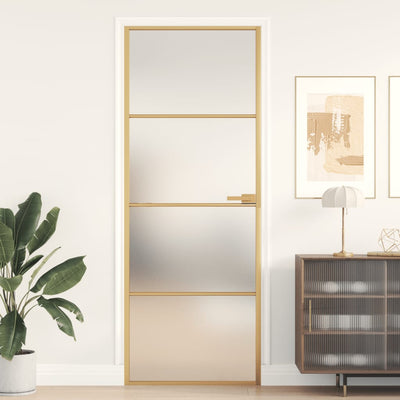 Vidaxl binnendeur smal 76x201,5 cm gehard glas en aluminium goudkleur