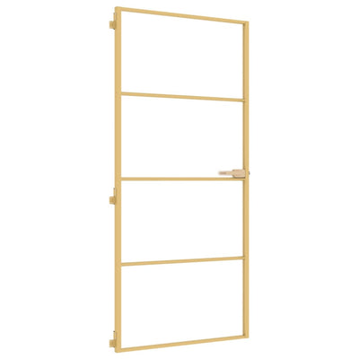 Vidaxl binnendeur smal 93x201,5 cm gehard glas en aluminium goudkleur
