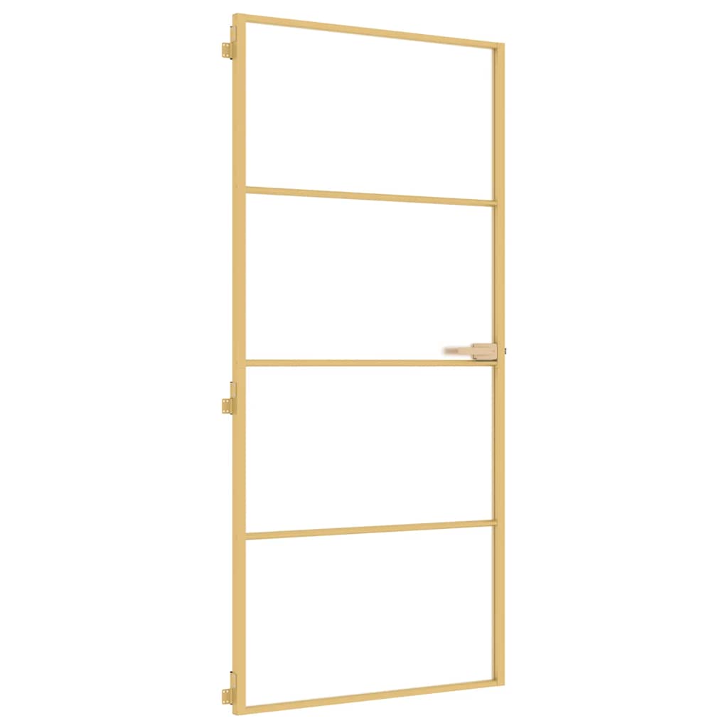 Vidaxl binnendeur smal 93x201,5 cm gehard glas en aluminium goudkleur