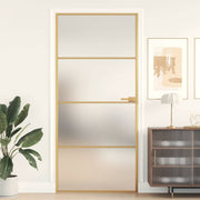 Vidaxl binnendeur smal 93x201,5 cm gehard glas en aluminium goudkleur - afbeelding 1