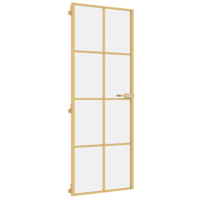 Vidaxl binnendeur smal 76x201,5 cm gehard glas en aluminium goudkleur