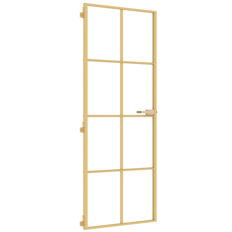 Vidaxl binnendeur smal 76x201,5 cm gehard glas en aluminium goudkleur